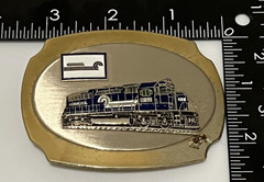 VINTAGE LOCOMOTIVE TRAIN BELT BUCKLE – 3 3/4&Prime; X 2 1/2&Prime; – GW10