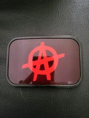 Buckle-Down Red Anarchy Symbol Belt Buckle Black Punk Rock Goth Emo