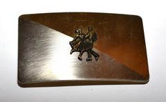 Vintage Square Dancers 3 Dimensional Silver and Brass Tone Belt Buckle USA
