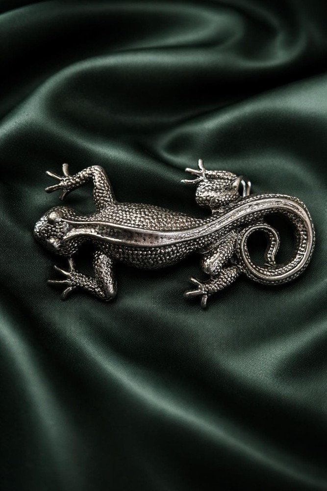 Handmade Silver Lizard Belt Buckle Southwestern Gecko Fits 1.5&Prime; Belt Gift