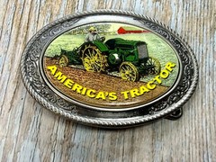 America&rsquo;s Tractor Agricultural Farm Scene Farmers Western Style Belt Buckle