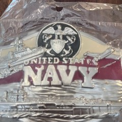 United States Navy Silver Toned Belt Buckle Painted NEW