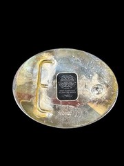 Vintage Crumrine Western Rodeo Team Roping Oval Belt Buckle Heavy Silver Bronze