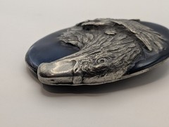 Vtg Eagle Blue Enamel Inlay Belt Buckle Pewter 3D Design Siskiyou 1990