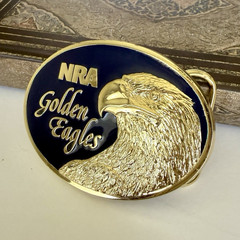 NRA Golden Eagles Oval Western Belt Buckle Metal Gold