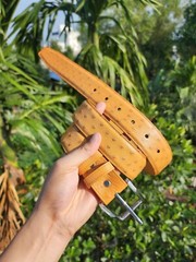 3.8CM Tan Brown 100% Genuine Ostrich Leather Skin Men Belt Buckle- Handmade