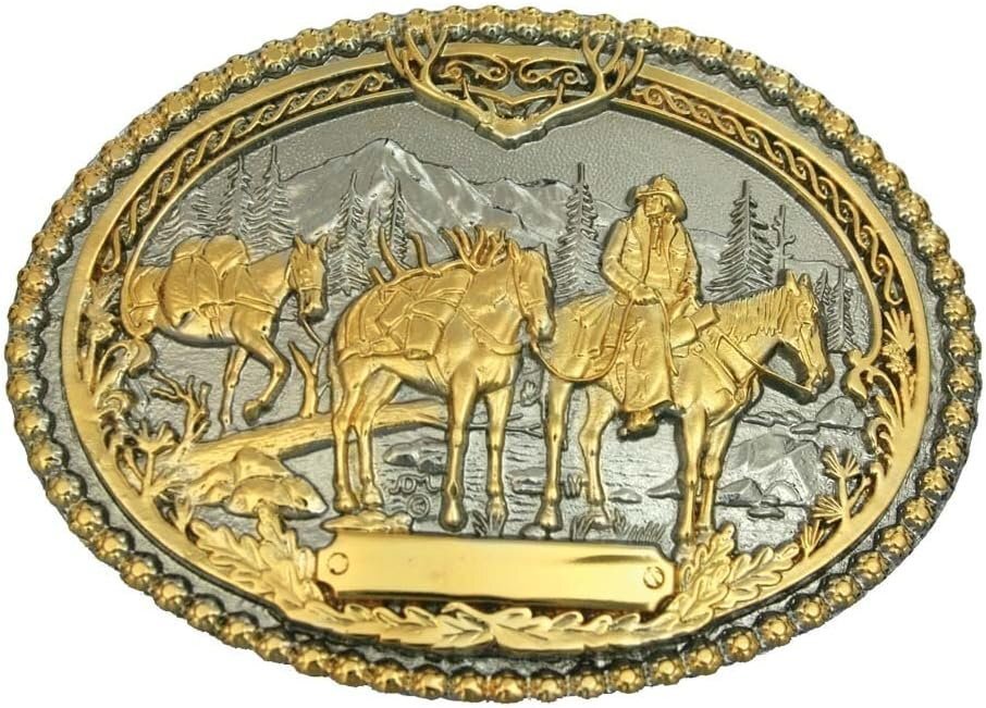Montana Silversmiths Attitude Western Belt Buckle, Pack Horse and Rider