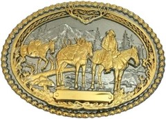 Montana Silversmiths Attitude Western Belt Buckle, Pack Horse and Rider