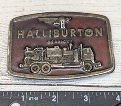 Halliburton Services Belt Buckle Truck Driver Oil Field Roughneck 1976 Watson