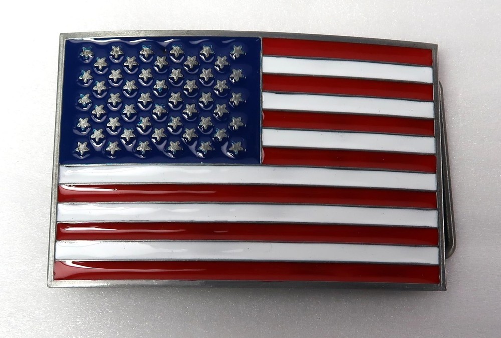 Belt Buckle USA Flag Beauty Enameled 1.5&Prime; Belt Size / Plate Type Patriot Bling