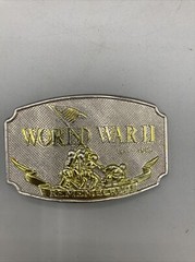 Vintage World War II 1941-1945 Remembered Belt Buckle 1992 Veterans Memorial