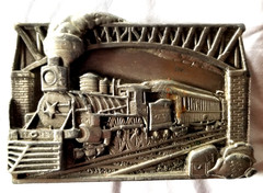 U.S. Mail 1983 Star Locomotive Steam Train Pewter Belt Buckle VTG Bergamot