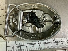 Horse Head and Saddle Enamel Rodeo Cowboys Cowgirls Dimensional Belt Buckle