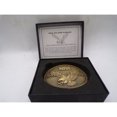 NRA Golden Eagles 2014 Commemorative Belt Buckle Gold Tone Eagle Oval with Box
