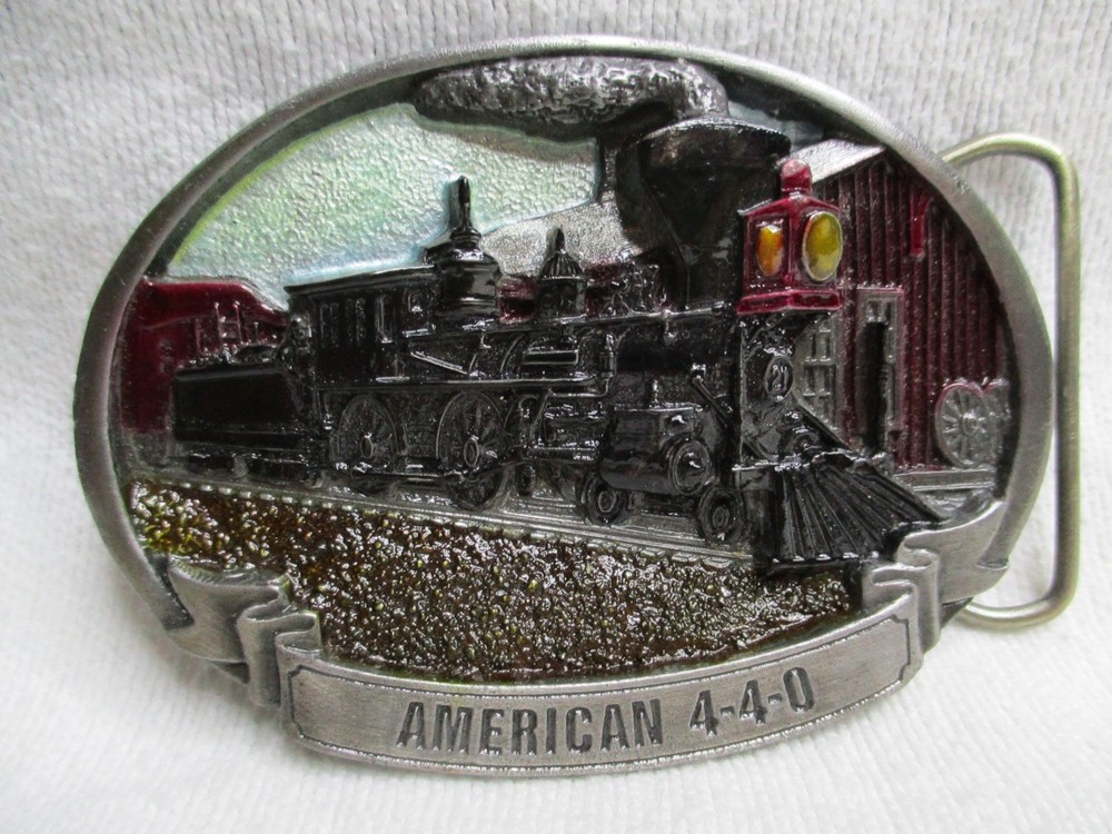 Vintage American 4-4-0 Steam Locomotive Belt Buckle 1987 C+J CJ1440 Railroad