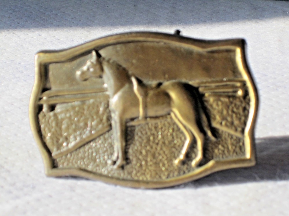 Vintage 1970s USA Horse Sport Riding Metal Belt Buckle Country Cowboy Cowgirl