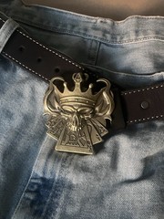 Buckle Skull Crown Royal Flush Gaming Casino Gothic Biker Punk Vibe Belt Buckle