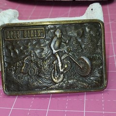 Bergamot Brass Works D-55 Motorcycle « Derf Bikin' » Brass Buckle 1.75in