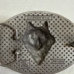 Vtg Wolf Head American Flag Western Cowboy Belt Buckle USA Made Legends West