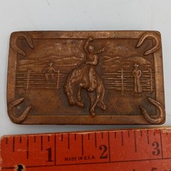 Bronc Riding Belt Buckle Horse Cowboy Ranch Rodeo Justin Boots Horseshoes Vtg