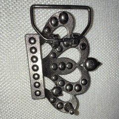 Silver Rhinestone Crown Belt Buckle, Metal Clamp Closure, Fits 1.5 in Belt
