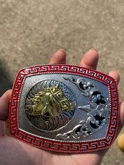 Western Buckle Gold Silver Red Horse Head Buckle Cowboy 2 » Hebillas Vaqueras