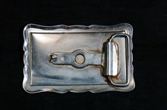 Spiral design western belt buckle blue on silver tone 3.5 inches