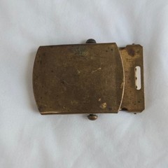 VTG Belt Buckle Gold Mens OS Solid Brass Military Slider Made In USA Unbranded