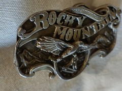 Rocky Mountains Belt Buckle Eagle Gold Miner 1985 Commemorative 51/2500 Vintage