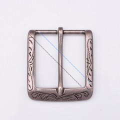 Retro Flower Carved Antique Silver Prong Pin Buckle Men Leather Belt Buckle 40mm