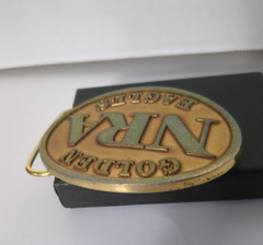 NRA National Rifle Association Golden Eagles Gold-Tone Belt Buckle