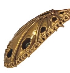 Goldtone Brass Colored Metal Belt Buckle With Turquoise Colored Stones Peacock
