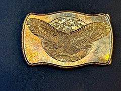 Patriotic Majestic American Eagle Flying Over Usa Mountains Vintage Belt Buckle