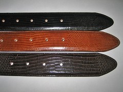 Sterling Silver buckle 2 loops & tip set w Lizard-1-1/2&Prime; belt size 26 to 46 USA.