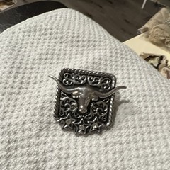Western Silver Tone Metal Bull Head with Star Accents necklace accessories