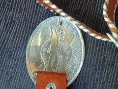 vintage genuine leather belt Bull Riding Wild mountains buckle silver Germani