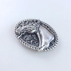 Vintage Silver Plated Horse Head Western Cowboy Belt Buckle Boucle de Ceinture