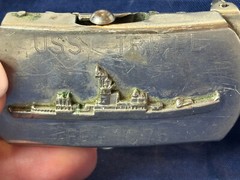 VTG Naval USS Trippe FF-1075 Belt Buckle Military Style Knox Class Frigate Japan