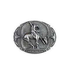 Vintage Silver Plated Rodeo Cowboy Western Oval Belt Buckle Boucle de Ceinture