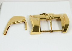 1987 KIESELSTEIN CORD STERLING LARGE 2PC GOLD PLATE BELAIR BUCKLE 4-3/4&Prime; x 3.25&Prime;