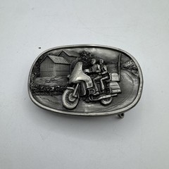 Vintage Bergamont 1984 Biker Motorcycle Couple Riding Through The Hills Buckle