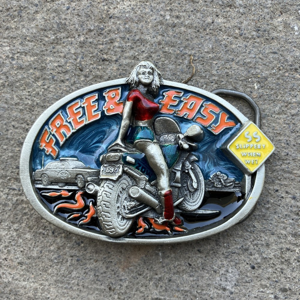 Free & Easy « Slippery When Wet » Tanside Belt Buckle 1992 Dragon Collection B28