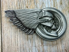 Eagle Head Wing Skull Motorcycle Wheel Rim Biker Punk Vibe Belt Buckle