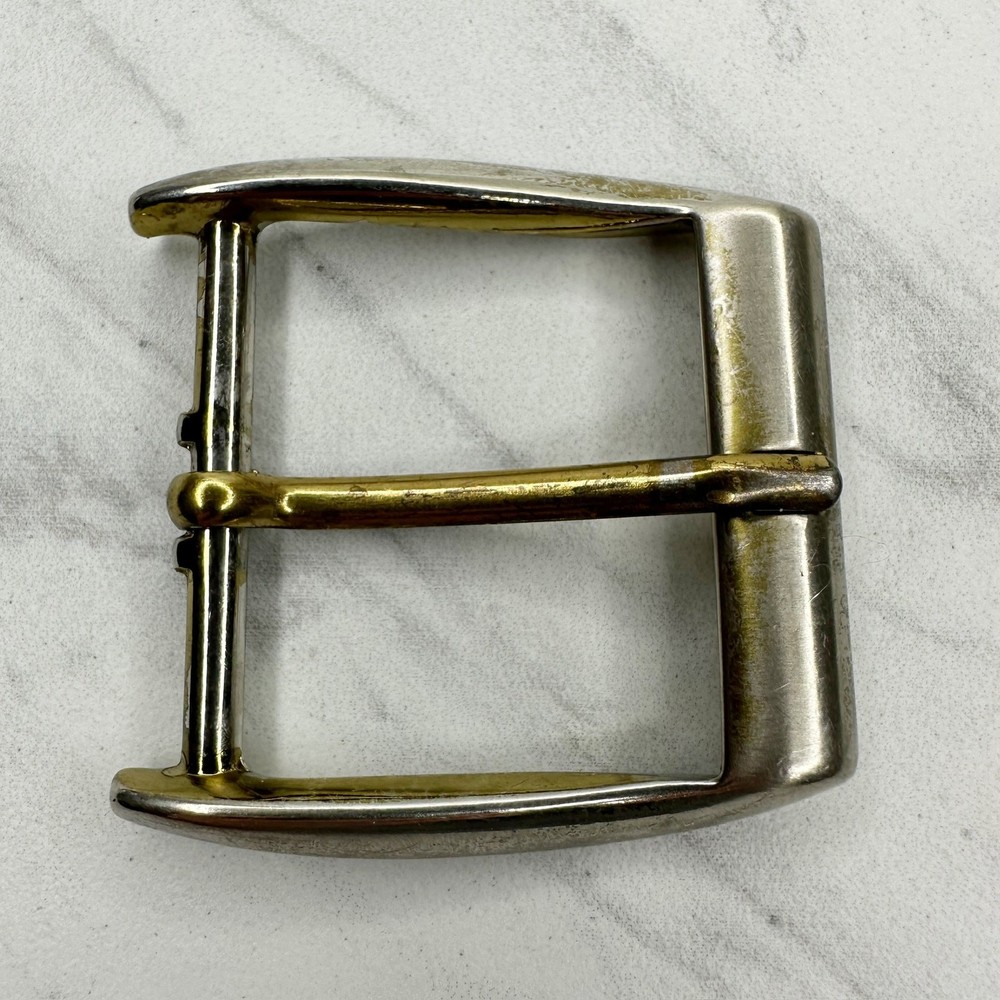 Vintage Silver Gold Tone Simple Rectangle Belt Buckle Fits 1.75&Prime; Belt