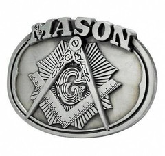 Freemason Belt Buckle / Masonic Buckle – Silver Tone Brushed Masonic Rounded