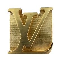 Louis Vuitton Belt Buckle LV Gold Tone 1.5&Prime; Unisex #M0568U Vintage