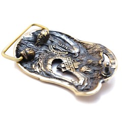 Dragon brass belt buckle Jormungands Head, Scandinavian Old Norse Jörmungandr