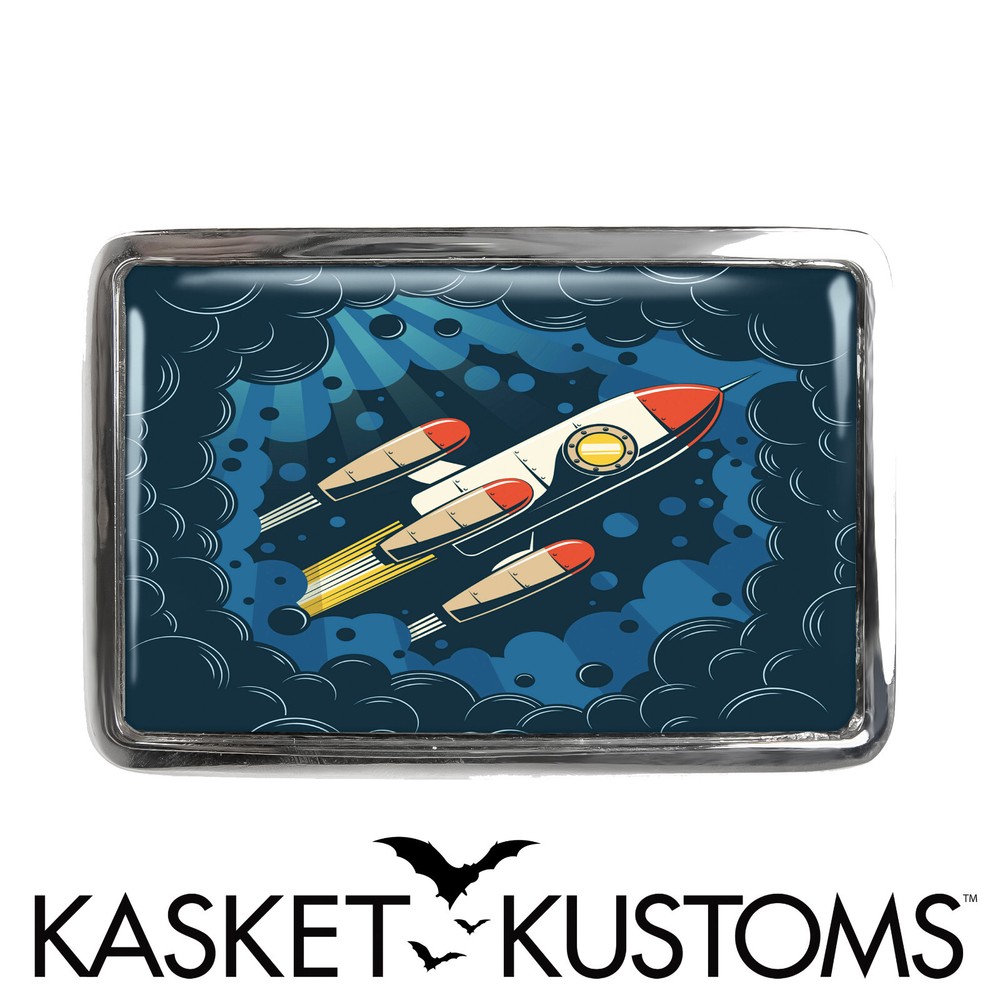 Rocketship Belt Buckle – Retro Spaceship Illustration Belt Buckle – 762