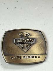 1996 Handyman Club of America Antique Goldtone Metal Belt Buckle – 3 x 2 and 3/8