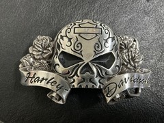 Harley-Davidson “Sugar” Willie G skull belt buckle .#HDWBU10450.Silver plaited
